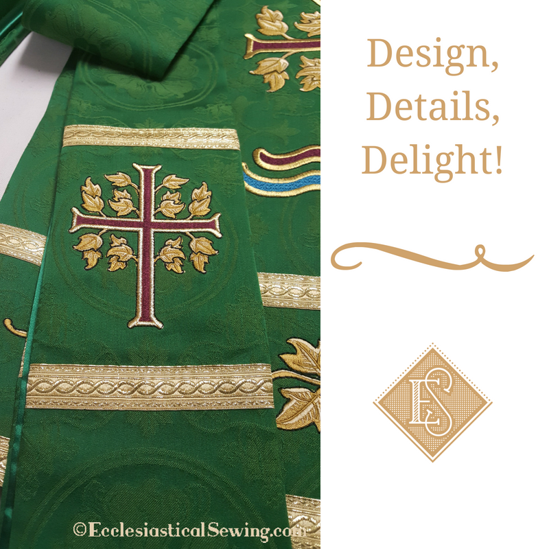 church vestments, cergy stoles, pulpit falls, green vestments, Trinity, Priest clothing