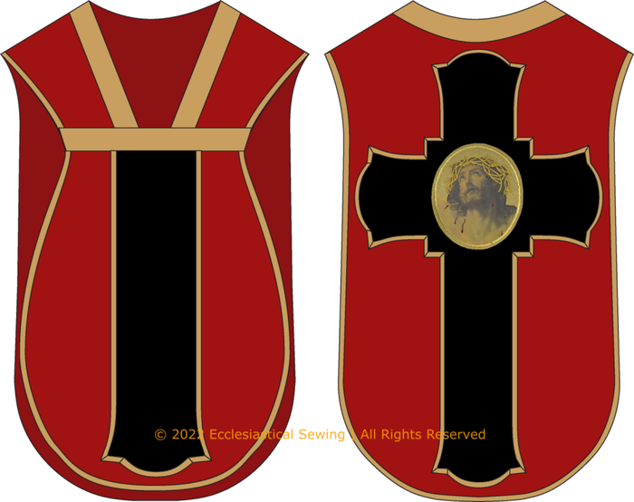 Ox Blood Or Scarlet Chasuble in Red and Black