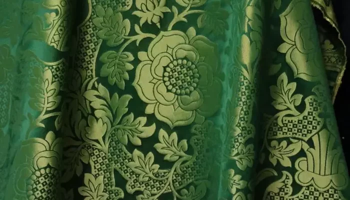Green Gold St. Margaret Brocade Fabric for Church vestments or Renaissance Costumes