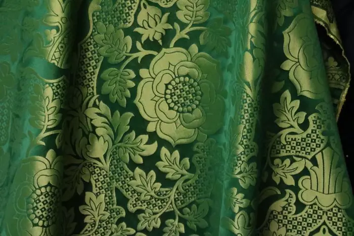 Green Gold St. Margaret Brocade Fabric for Church vestments or Renaissance Costumes