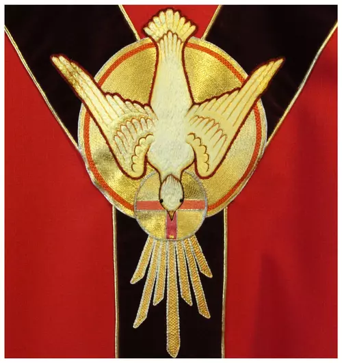 Embroidered Dove on Pentecost Chasuble