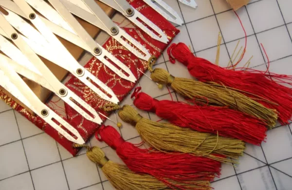 Measuring for tassels on a Priest or Pastoral stole