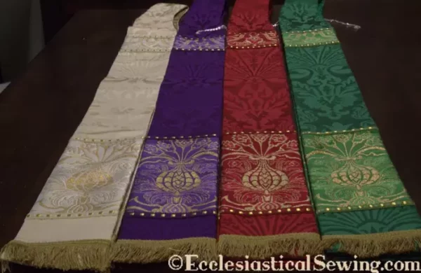Silk Damask Stoles St. Nicolas and Wakefield Liturgical Fabrics Ecclesiastical Swing