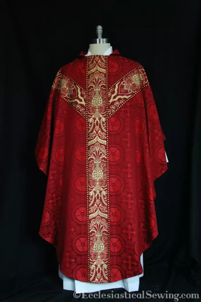 Red Gothic Chasuble Wakefield Brocade Ecclesiastical Sewing