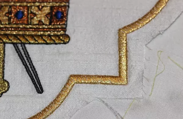 Preparing Ecclesiastical Machine Embroidered Motif for applying to silk