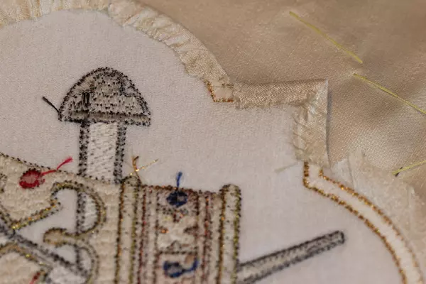 Stitching edge on Ecclesiastical Embroidery Motif