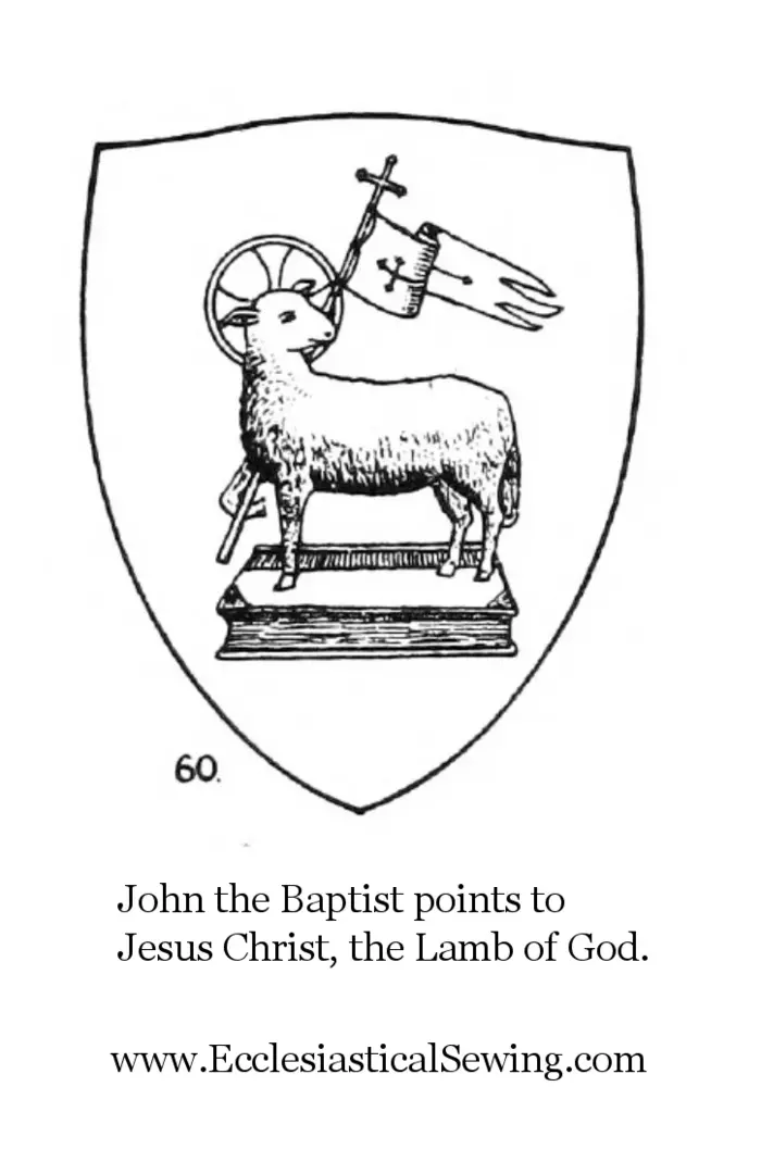 John the Baptist Ecce Agnus Dei Lamb of God, White banner, Ecclesiastical Sewing, nativity fo john the Baptist, Christian Symbols, Church Symbols