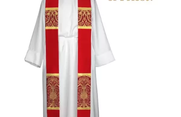Red Liturgical brocade fabric red clergy stoles pastor stoles clergy stoles deacon stoles church vestments Latin mass vestments Pentecost priest stoles silk dupioni stoles Liturgical brocade fabric installing a new pastor or priest installation of clergy Christian catholic Lutheran