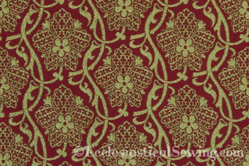 St Hubert Red Gold Detail Liturgical Fabric
