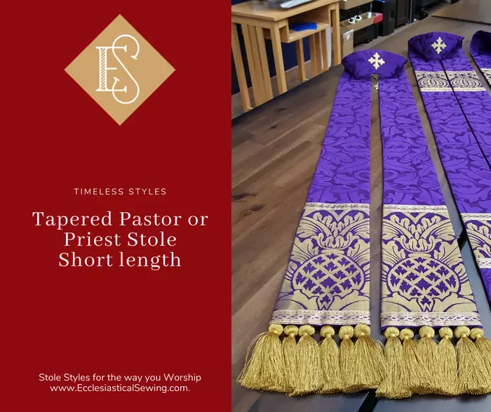 Stole in the St. Ambrose Collection for Lent. Short Tapered Stole