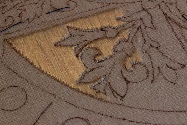 Embroidering with Laid Silk Thread