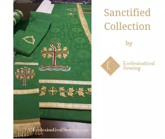  Sanctified Collection Vestment Pulpit fall, Deacon Stole, Pastor stole, Tree of Life, Cross embroidery, Machine embroidery