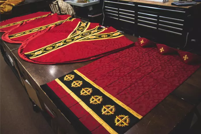 Red Liturgical Vestments, Passion Week Chasuble and stoles

