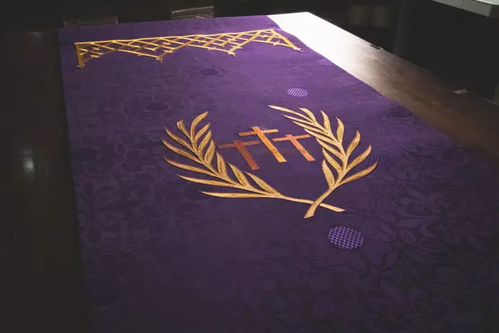 Banner Design At Ecclesiastical Sewing Violet for Lent Season
