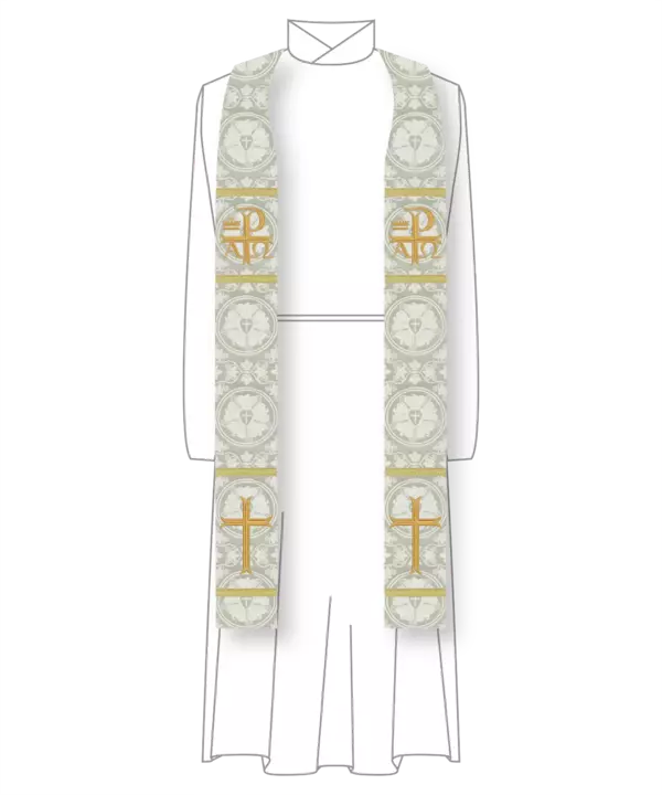 White Pastor or Priest Stole | White Dayspring Chi Rho AO Clergy Stole 