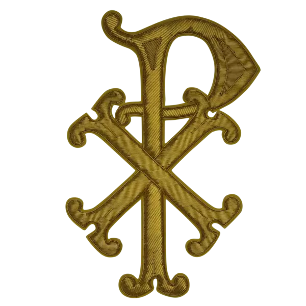 Chi Rho Bullion Gold Applique for Liturgical Vestments and Chasubles 