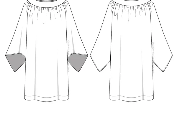 Old English Style 4031 & 4032 Round Yoke Surplice Pointed Sleeves | Church Sewing Pattern