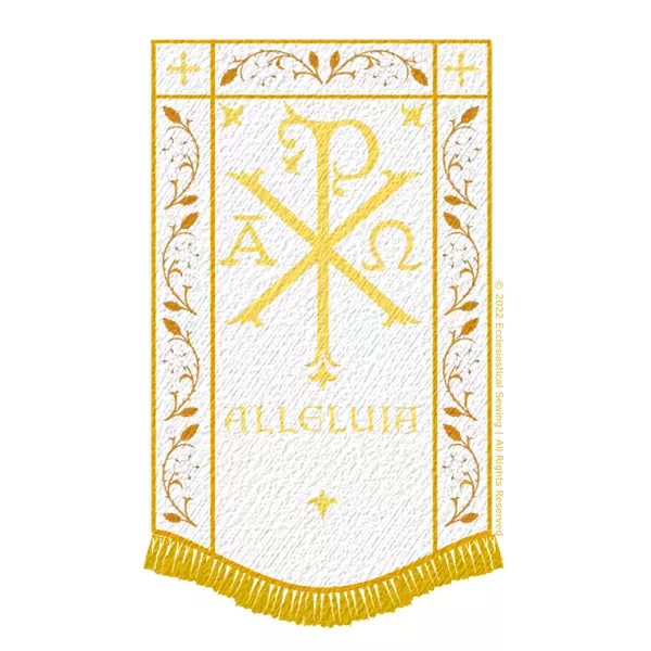 White Chi Rho Processional Banner | White Processional Banner 