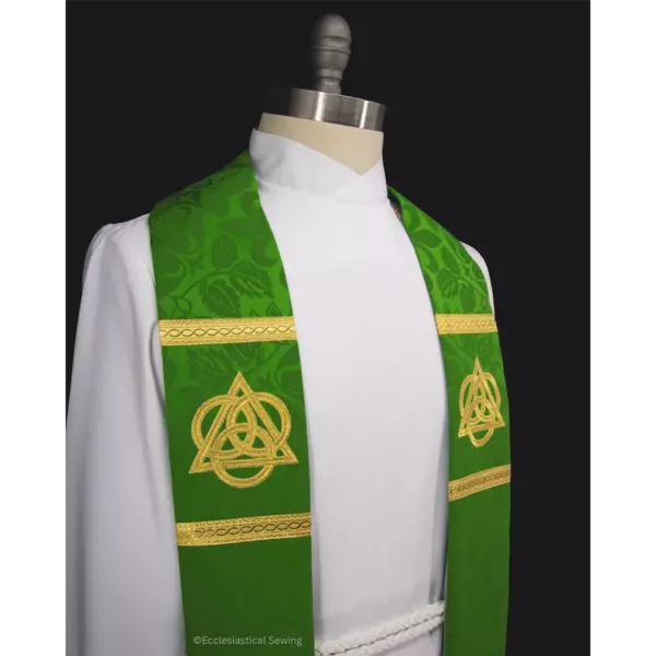 Budded Cross Trinity Pastor Priest Stole | Green Stole Sanctified Collection