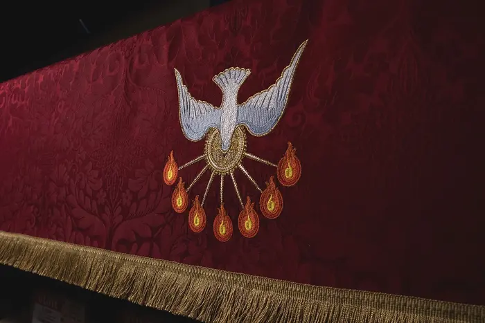 Red Pentecost Superfrontal Dove With Flame at Ecclesiastical Sewing