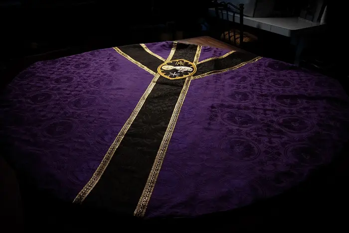 Violet Chasuble Y Orphrey Band | Contact Us ecclesiastical Sewing 