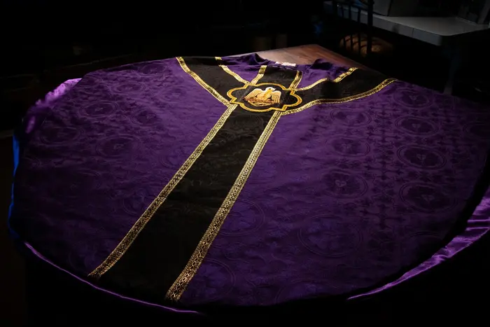 Violet Chasuble Y Orphrey Band | contact Us Ecclesiastical Sewing 