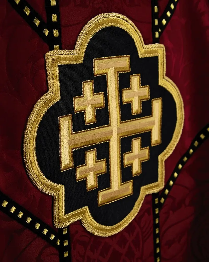 Jerusalem Cross Religious Embroidery in Red and Black Colors
